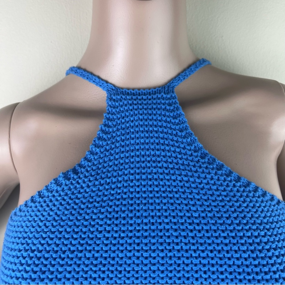 NEW BARDOT BLUE KNIT CROP TOP - Picture 3 of 5